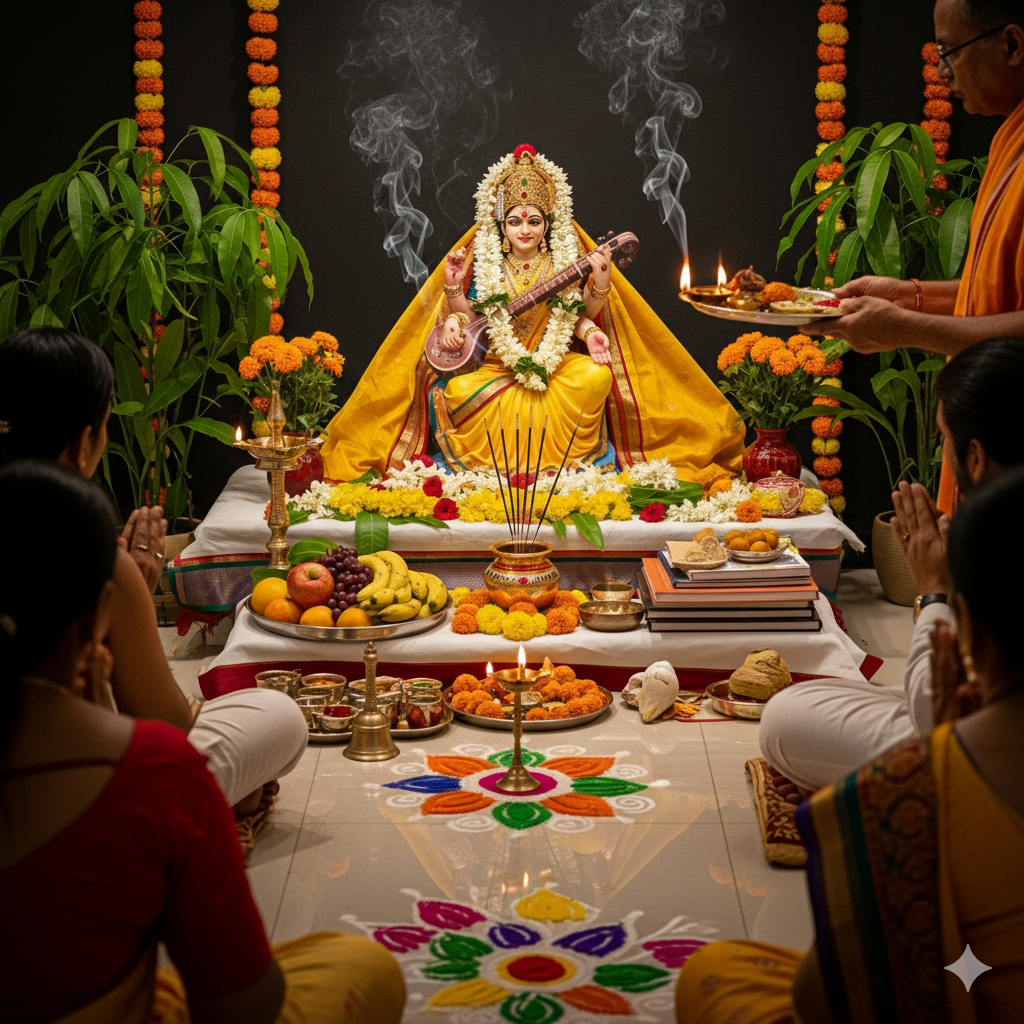 Saraswati Pooja - Seek blessings for knowledge, wisdom, and academic success